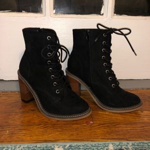 Madden Girl by Steve Madden black suede lace up heels